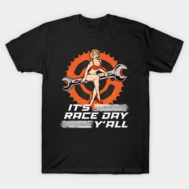 It's race day y'all car checkered flag racing T-Shirt by Tianna Bahringer